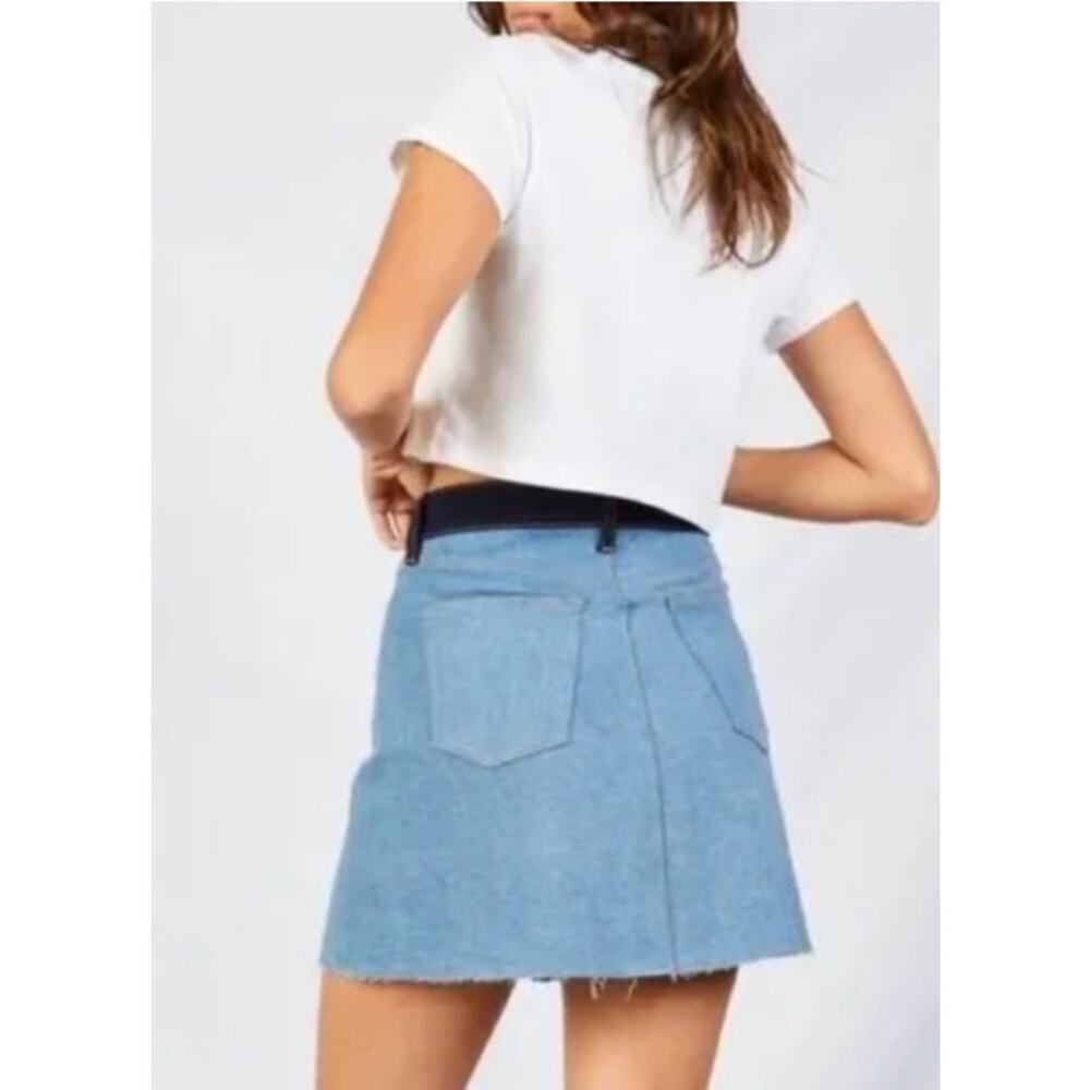 NWT Etica Lucy Two-Tone Denim Mini Skirt Size 27 - Picture 2 of 8